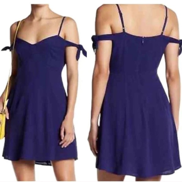 ASTR the Label NWT Royal Blue Shoulder Tie Spaghetti Strap Cold Shoulder Dress - Picture 1 of 8